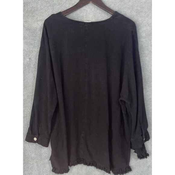 Umgee 1XL Boho Linen Blend Fringe Trim Blouse Top Everyday Minimalist Casual - Picture 9 of 10